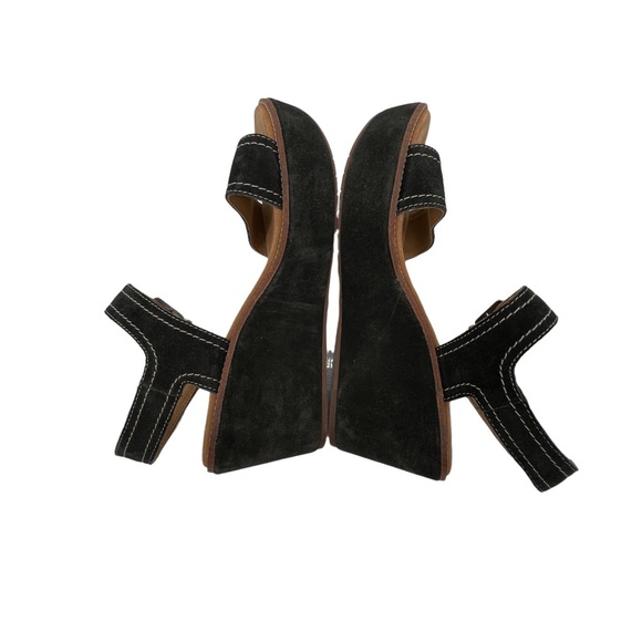 Clarks Women's Artisan Black Suede Asiley Orchid Wedge Sandals Size 11W - Picture 6 of 9